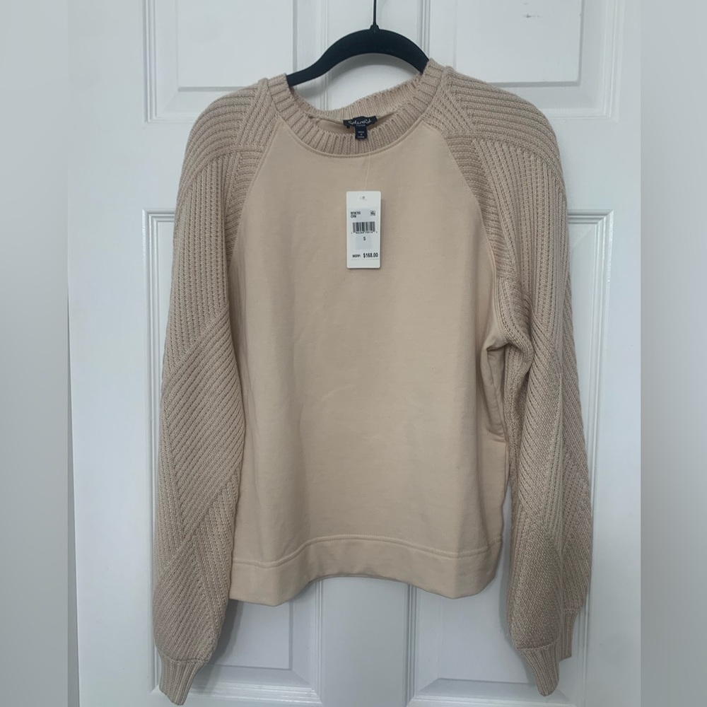 Splendid Knit Moto Sweater, Moto Sweater, Moto Style Sweater, Cream Sweater